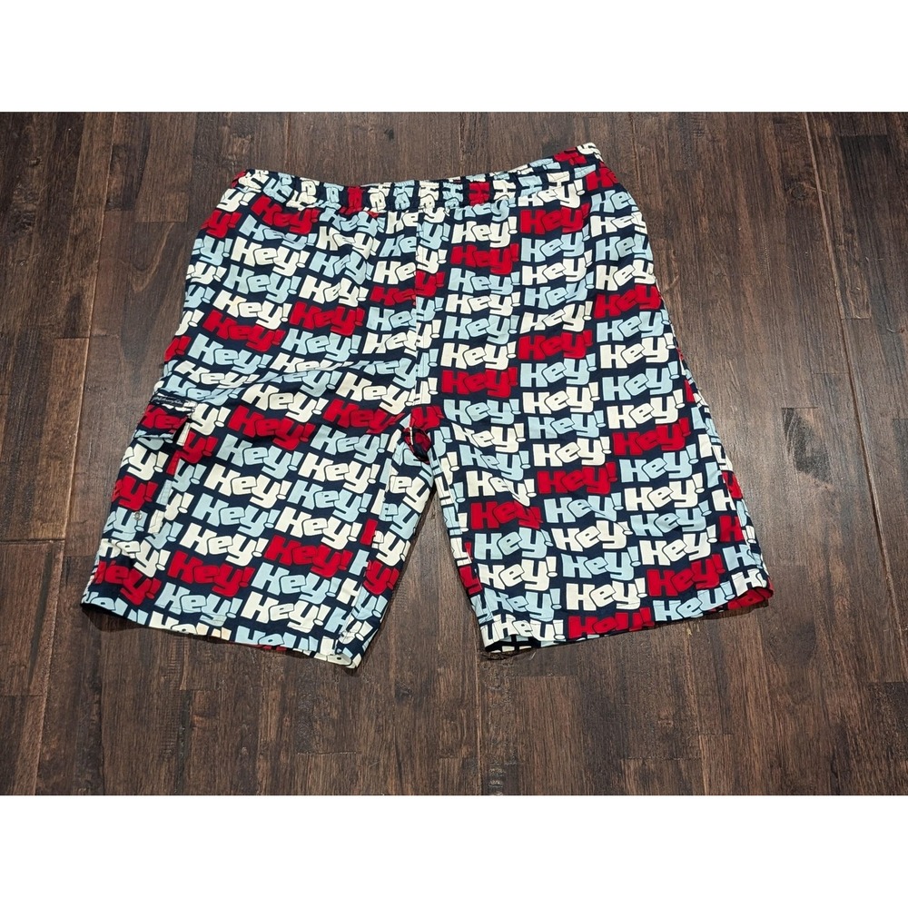 Platinum FUBU Swim Shorts Boys Kids XL Blue Hey! Allover Print Mesh Lined‎ Youth